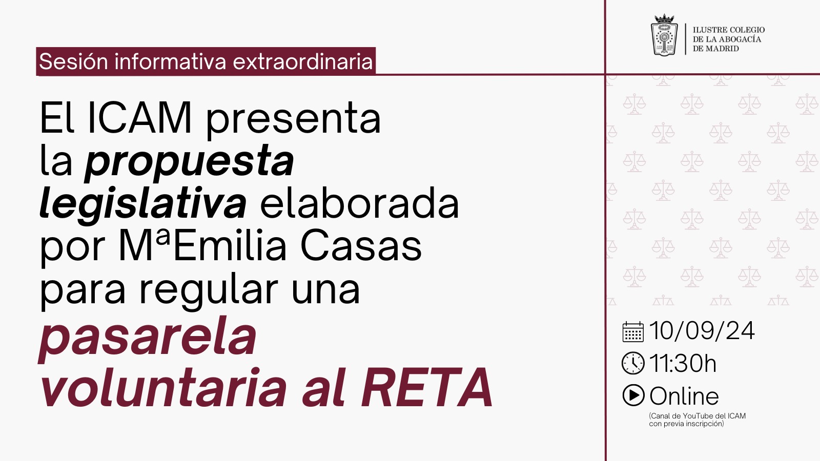 Sesión informativa extraordinaria para presentar la propuesta normativa de Mª Emilia Casas. El Decano y la Vicedecana intervienen en la presentación