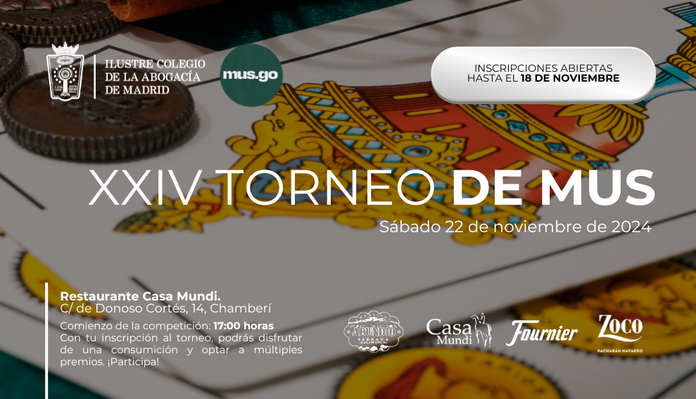 El ICAM retoma su tradicional Torneo de Mus el próximo sábado 22 de noviembre en el restaurante Casa Mundi