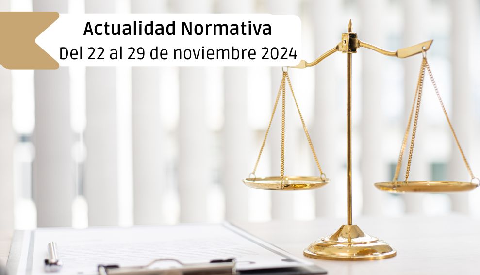 Actualidad normativa clasificada por materias: Del 22 al 29 de noviembre 2024