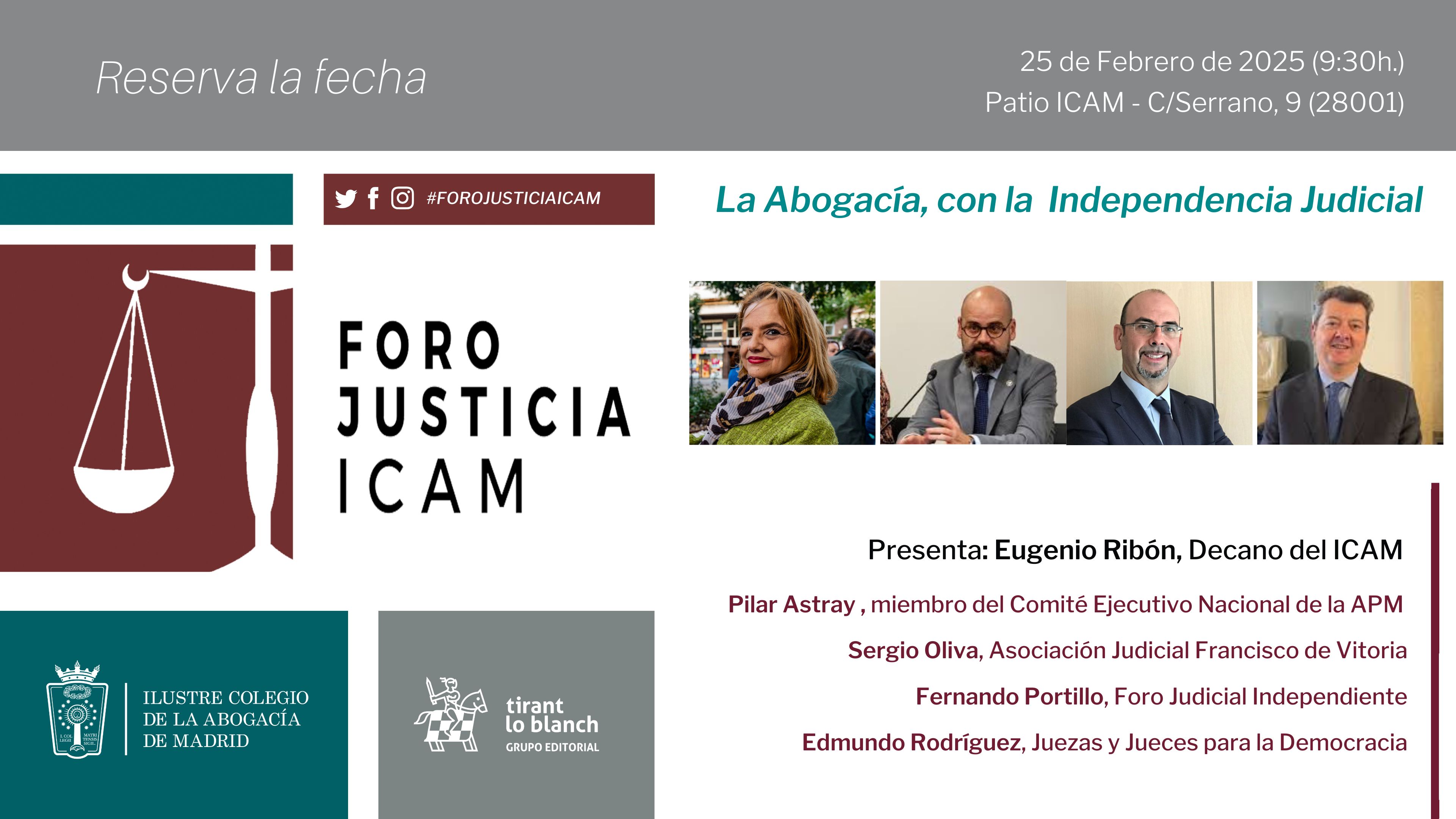 Foro Justicia ICAM sobre la Independencia Judicial con representantes de las Asociaciones de la Magistratura de España