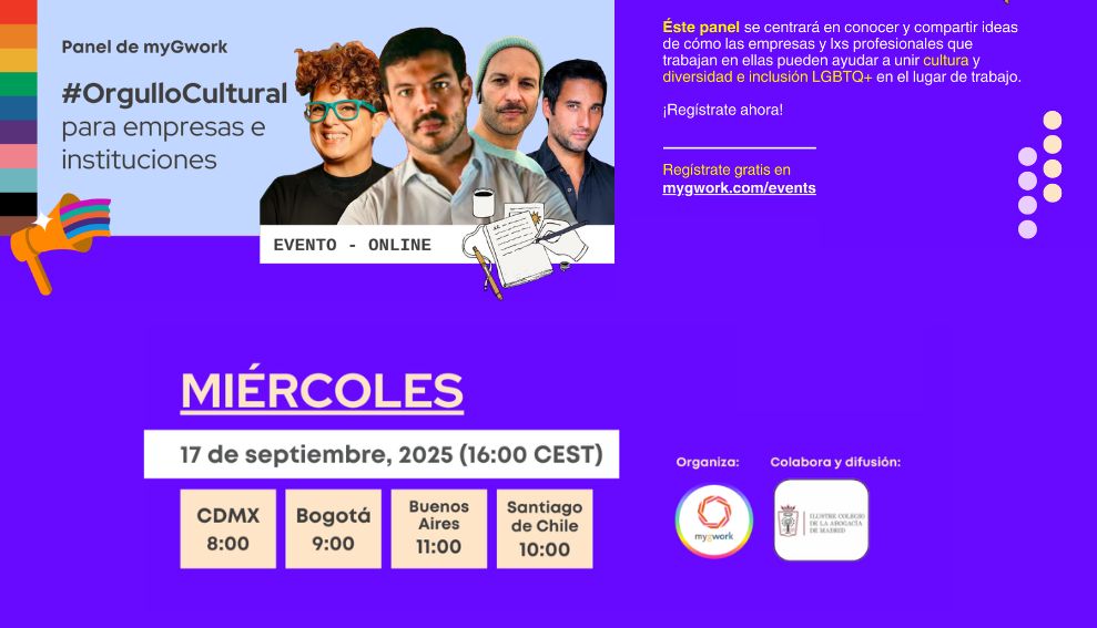 MyGWork celebra el 17 de septiembre un panel online en el marco de la III Edición del #OrgulloCultural para Empresas e Instituciones