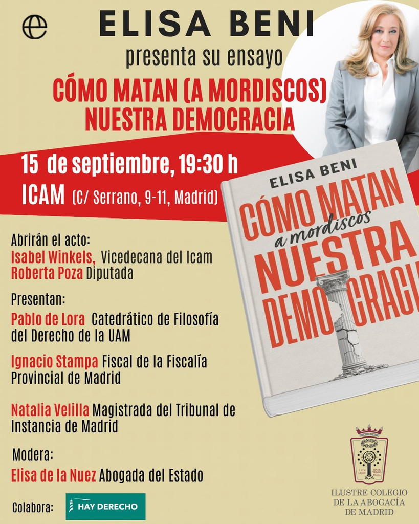 Presentación del ensayo de Elisa Beni «Cómo matan (a mordiscos) nuestra democracia» Presentación del ensayo de Elisa Beni «Cómo matan (a mordiscos) nuestra democracia»